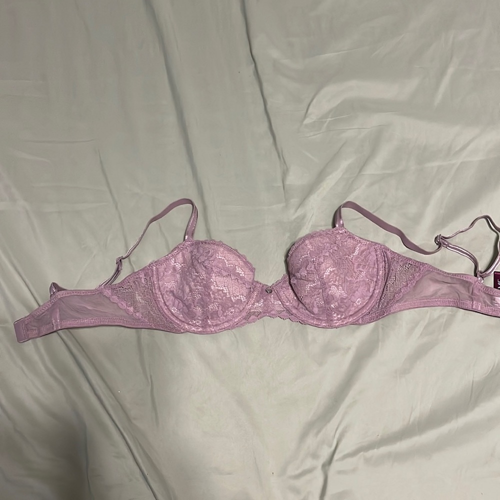 Purple lace balconette bra